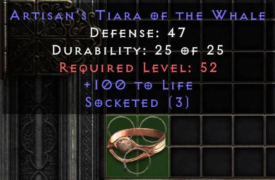Artisans Tiara Of The Whale 100 Life 3 Sockets D2r