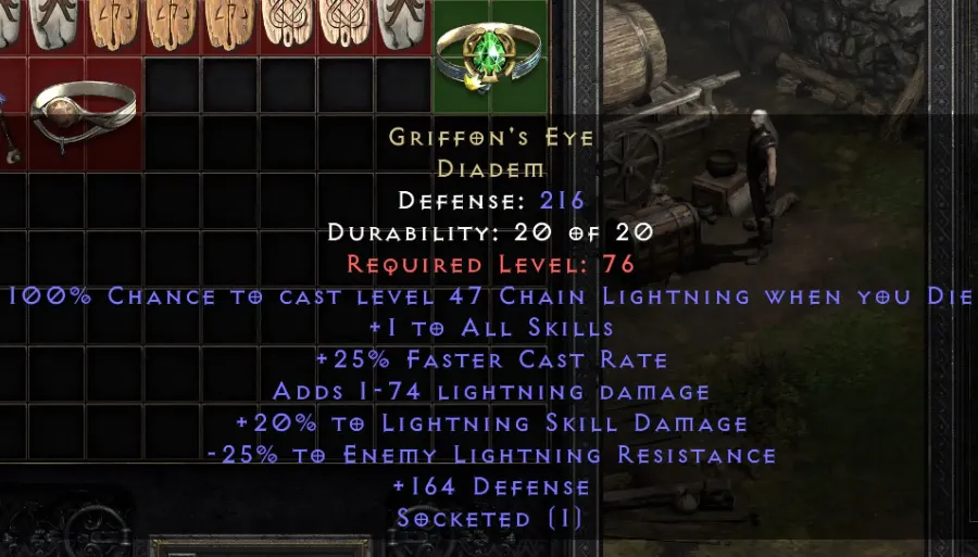 Griffons Eye Diadem Socketed Lightening Facet Die D2r