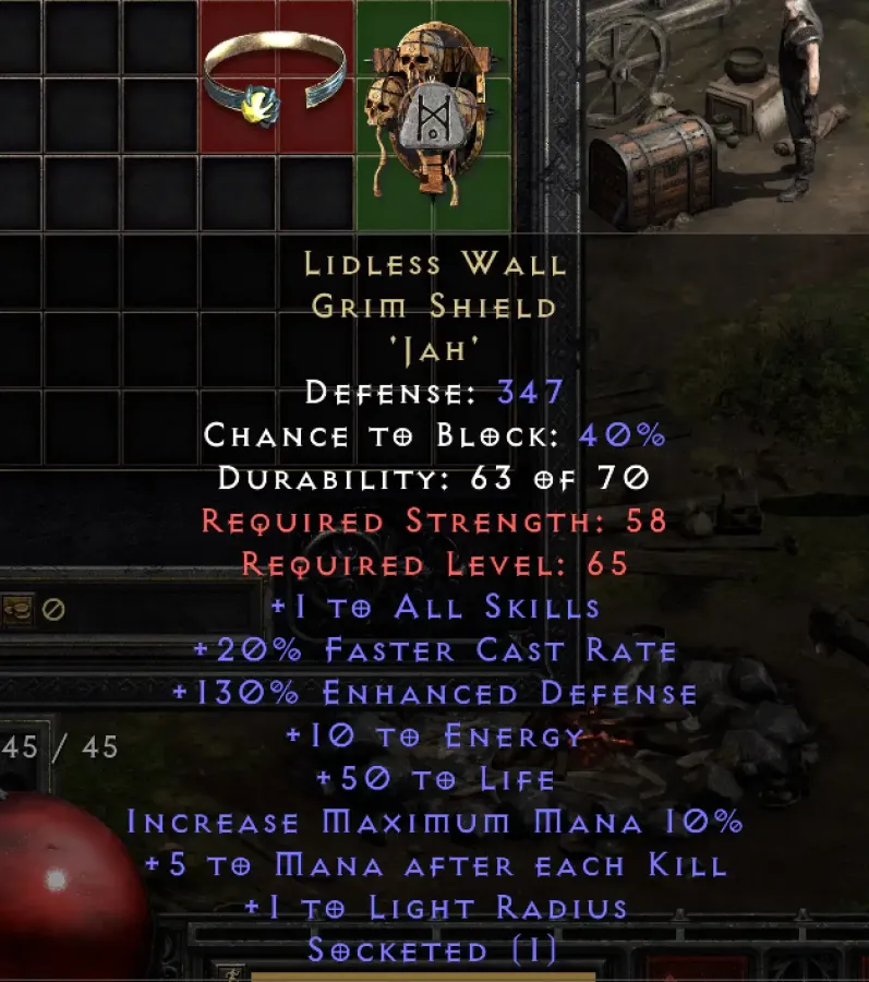 Lidless Wall Perfect Socketed Jah Rune D2r