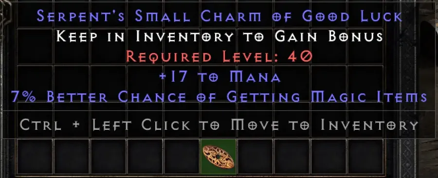 Serpents Small Charm Of Good Luck 17 To Mana 7 Magic Find D2r