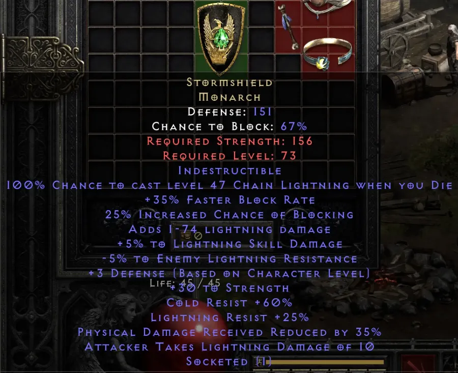 Stormsheild Monarch Perfect Socketed D2r