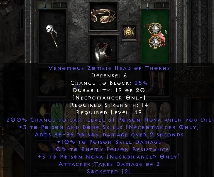 3 Poison Bone Skills 10 Poison Damage 3 Poison Nova Necro Head