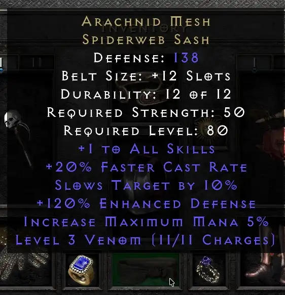 Arachnid Mesh Spiderweb Sash 138 Defense