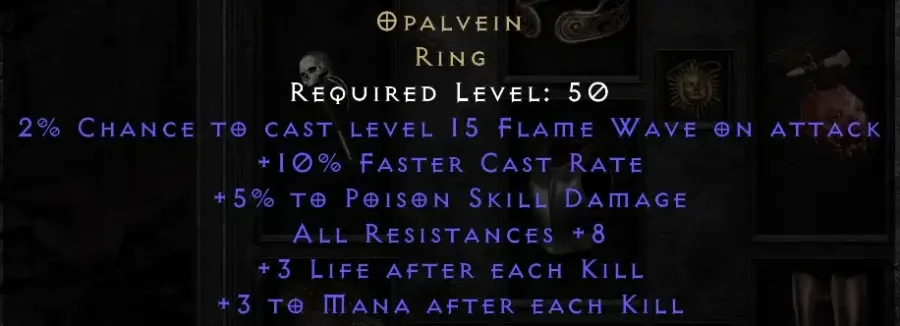 Opalvein 5 Poinson Skill Damage 8 Resistances 3 Mana Life 1