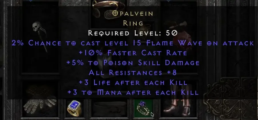 Opalvein 5 Poinson Skill Damage 8 Resistances 3 Mana Life 2