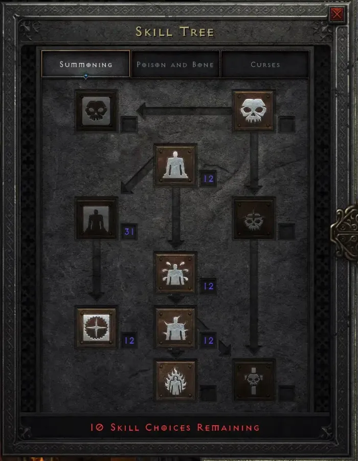 Poison Necromancer Skill Tree Summoning