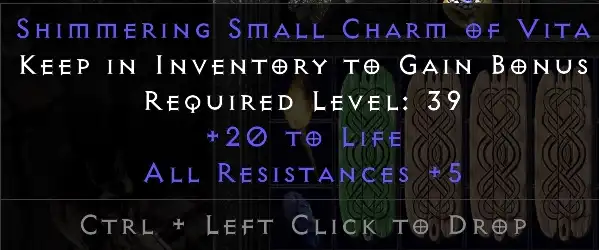 Shimmering Small Charm Of Vita 20 Life 5 All Resistances